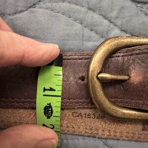 Brown Leather Belt 1.25” with brass harness Buckle